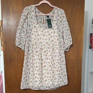 Wild Fable Pink Smocked Sundress with Bishop Sleeves